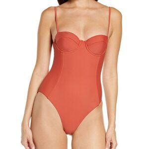 Veronica Beard Women's Bridge Underwire One-Piece Swimsuit in‎ Clay - Size XL
